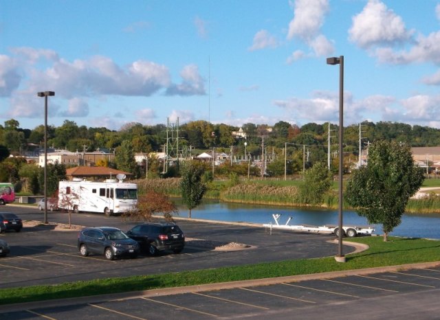Next to pond 